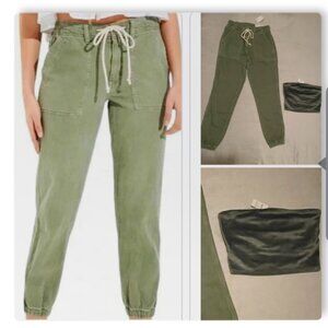 NEW! American Eagle, Green Tomgirl Utility Jogger 0 & Velvet tube top, Small